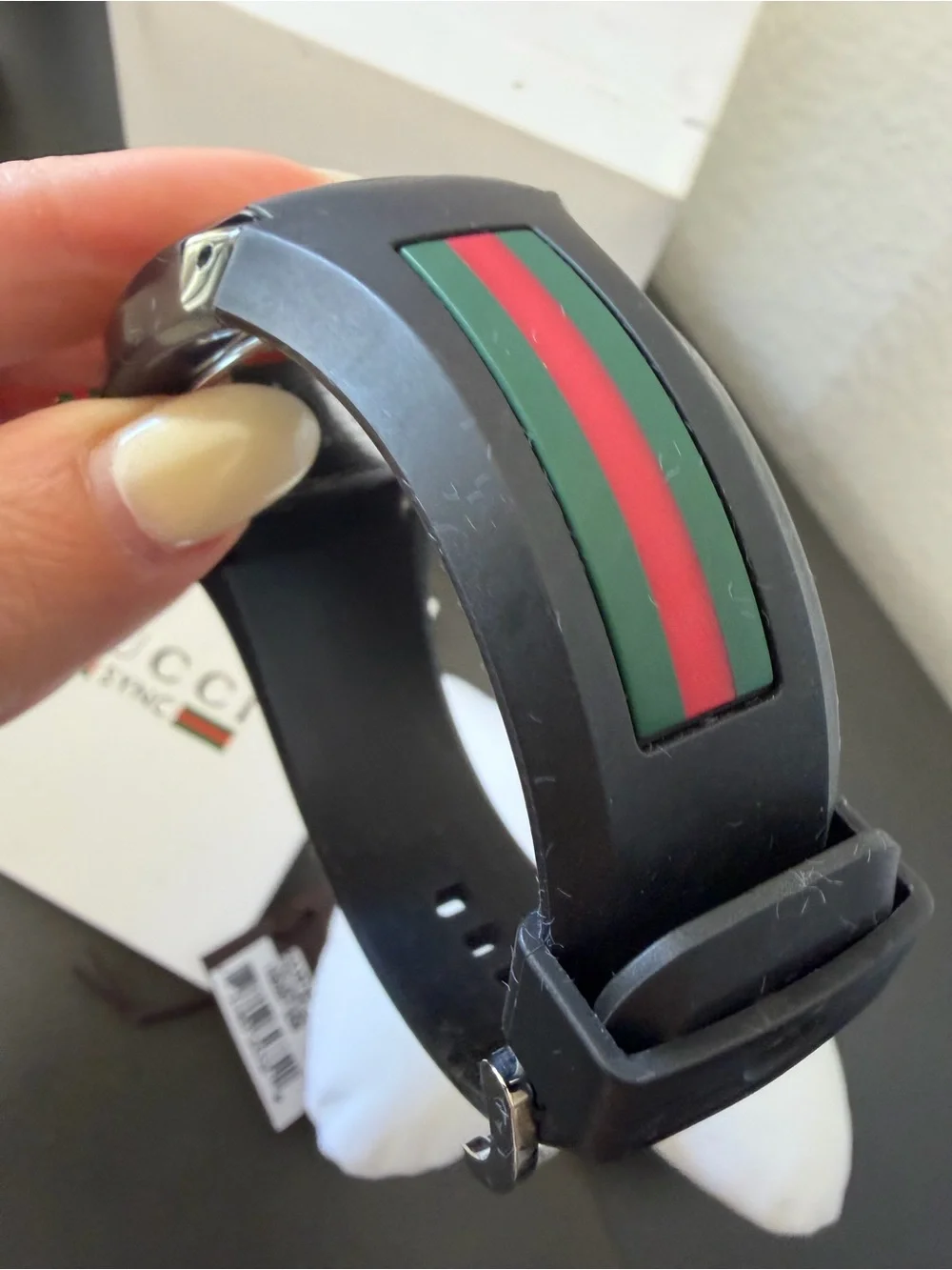 Gucci Sync XXL YA137101 Black Swiss Watch 46mm Web Stripe Box & Tag New Battery
